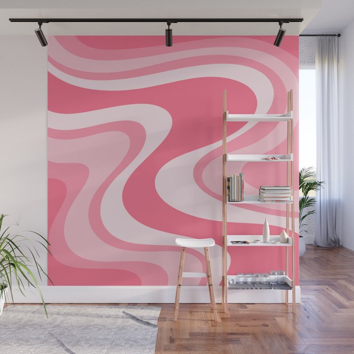 Candy Pink Wave Machine Abstract Retro Swirl Pattern Wall Mural