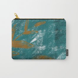 Brundagesto 3 - Contemporary Abstract Painting - Green and Marigold Yellow Carry-All Pouch