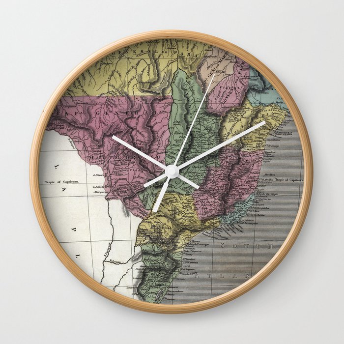 Map of Brazil - 1822 pictorial map from 1886 Wall Clock