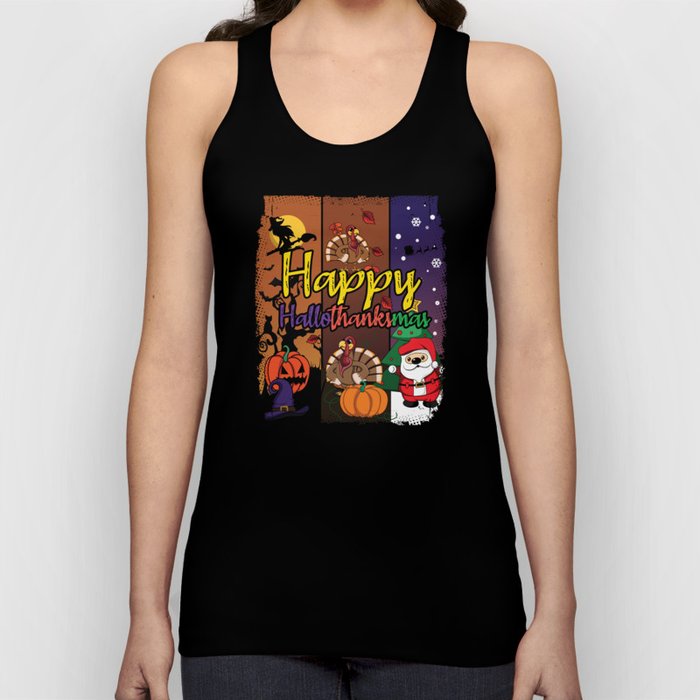 Fall Christmas Scary Halloween Happy Thanksgiving Tank Top