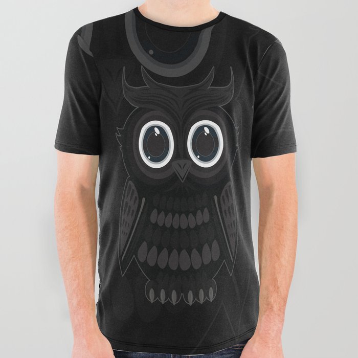 Black Owl All Over Graphic Tee