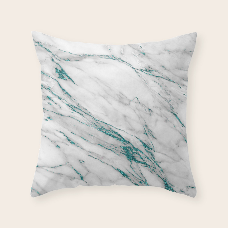 Gray Marble Aqua Teal Metallic Glitter Foil Style Throw Pillow By