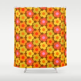 60s 70s retro flower power pattern # maple caramel Shower Curtain