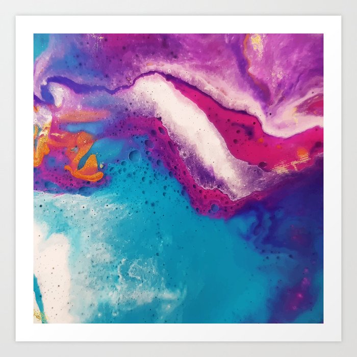 Abstract Acrylic Paint Pattern Texture 2 Blue Purple Orange