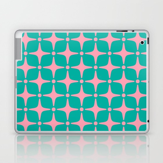 Colorful Mid Century Modern Star Pattern 951 Pink and Turquoise Laptop & iPad Skin