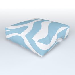 Retro Modern Liquid Swirl Abstract Pattern in Baby Blue and White Outdoor Floor Cushion | Abstract, Kierkegaarddesign, Modern, Digital, Lightblue, Trippy, Painting, Powderblue, Pastel, Skyblue 