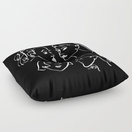 Faces Black and White Floor Pillow