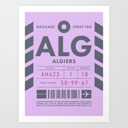 Luggage Tag D - ALG Algiers Algeria Art Print