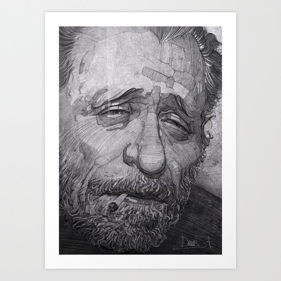 Charles Bukowski illustration portrait Art Print