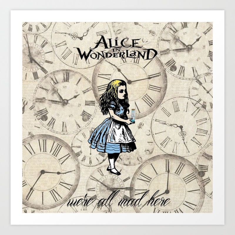Alice in Wonderland We're All Mad Here Art Print Alice in Wonderland We're All Mad Here Art Print