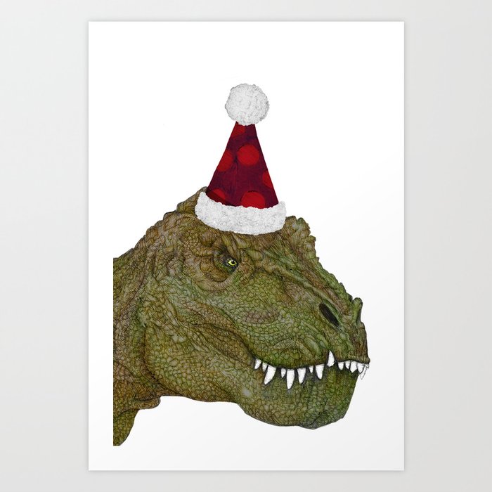 Christmas Dino Art Print