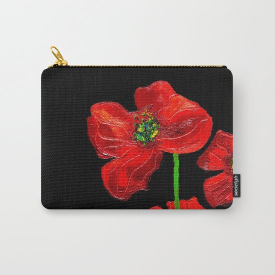 red flowers on black Carry-All Pouch
