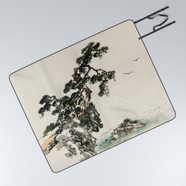 Tree on a Cliff Traditional Japanese Landscape Picnic Blanket