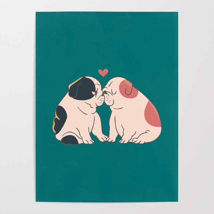English Bulldog Kisses Poster by Huebucket | Society6