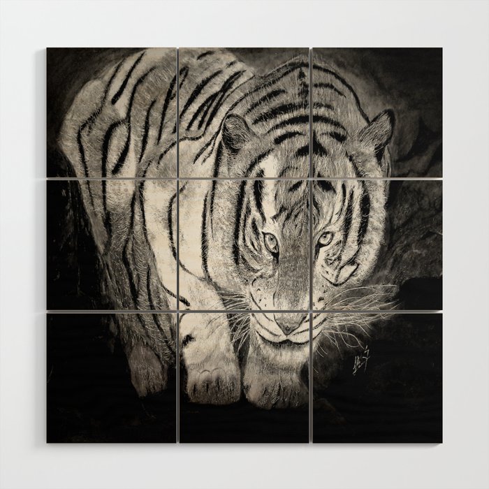 Tiger Gaze Art Print Wood Wall Art