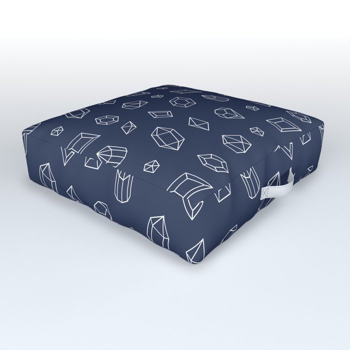 Navy Blue and White Gems Pattern Outdoor Floor Cushion