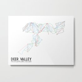 Deer Valley, UT - Minimalist Trail Art Metal Print | Illustration, Abstract, Graphic Design, Vector 