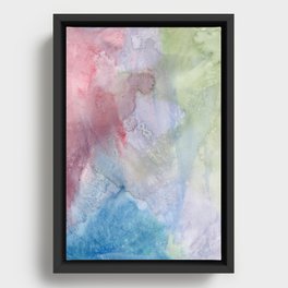 Blue Ocean Waves Red Green Clouds  Framed Canvas