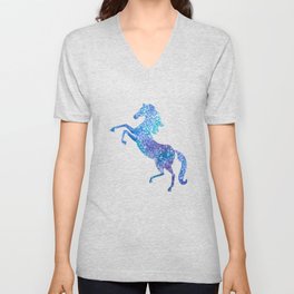 Celestial rearing blue horse V Neck T Shirt