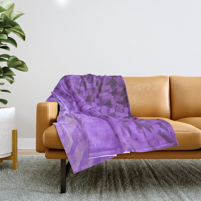 Purple Pixelated Pattern Throw Blanket