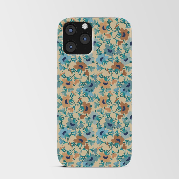 blue cream brown floral nautical evening primrose flower meaning youth and renewal  iPhone Card Case