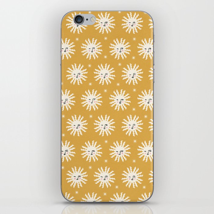Golden Sunshine With Faces Pattern iPhone Skin
