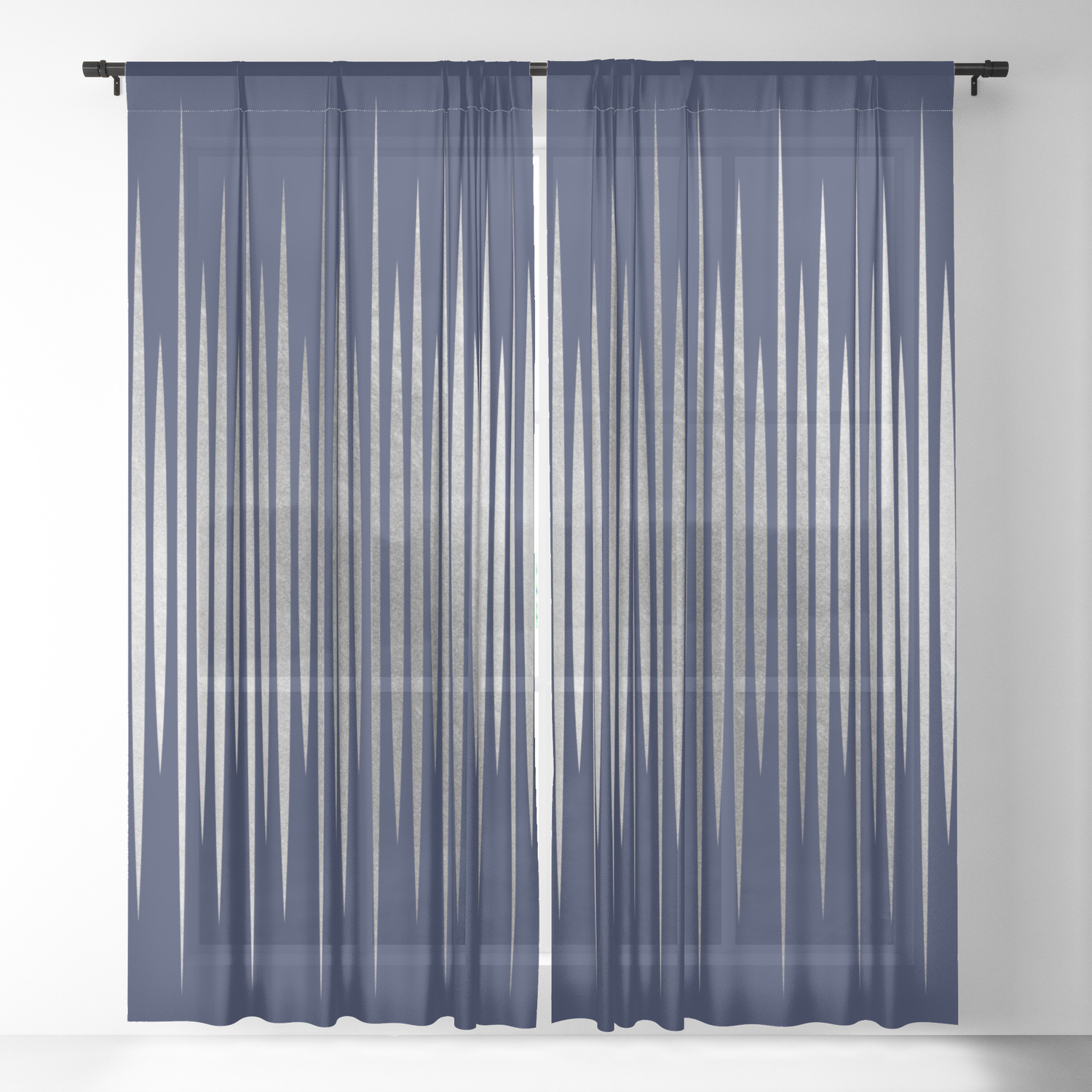 Linear Blue Silver Sheer Curtain By Caitlinworkman Society6
