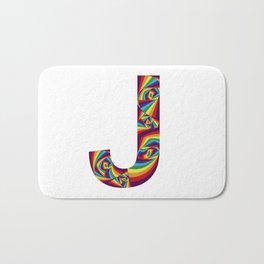  capital letter J with rainbow colors and spiral effect Bath Mat