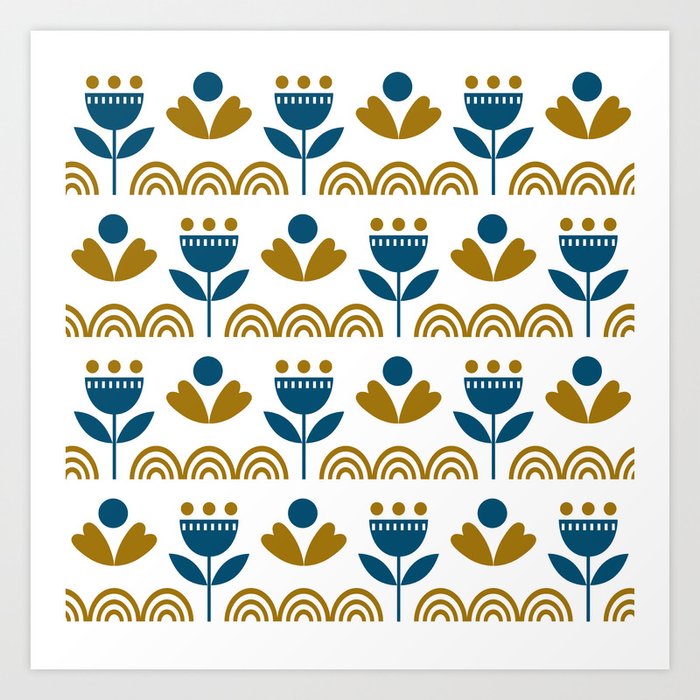 Scandinavian Folk Art Pattern Art Print by Dimitrios