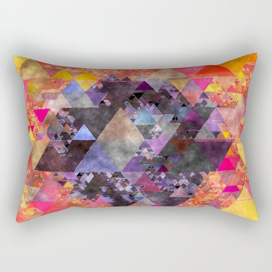 Fire red blue yellow triangle pattern - Watercolor illustration Rectangular Pillow
