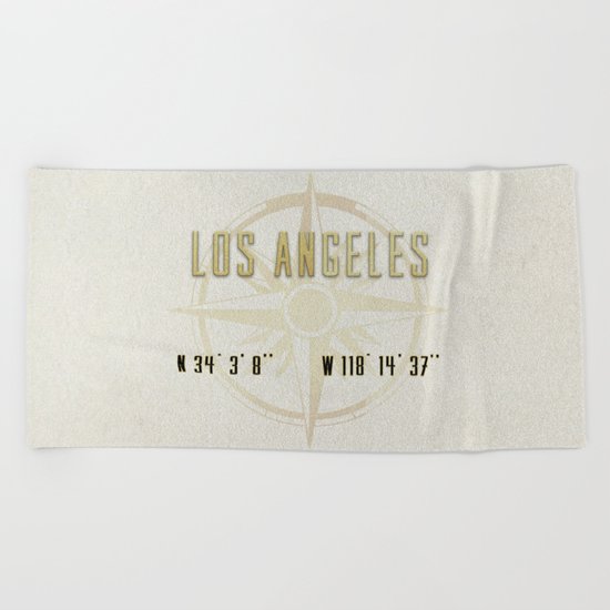 Los Angeles - Vintage Map and Location Beach Towel
