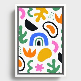 Abstract pattern with colorful organic doodle shapes Framed Canvas