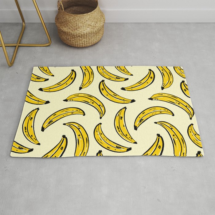 Banana Tropical Fruits Bold Yellow Pattern Rug