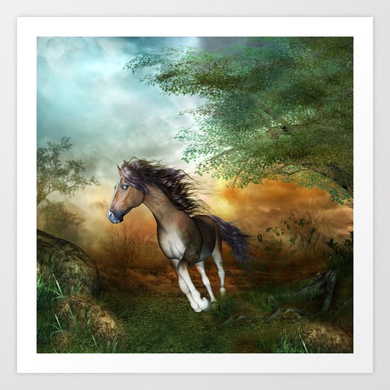 Beautiful brown horse Art Print
