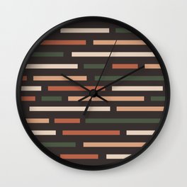 Colorful Maze Dark Wall Clock | Pattern, Abstract, Graphicdesign, Stripes, Muted 