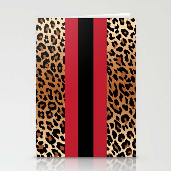 Leopard Print with Stripe  Stationery Cards