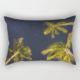 Palm trees at night against starry sky Rectangular Pillow