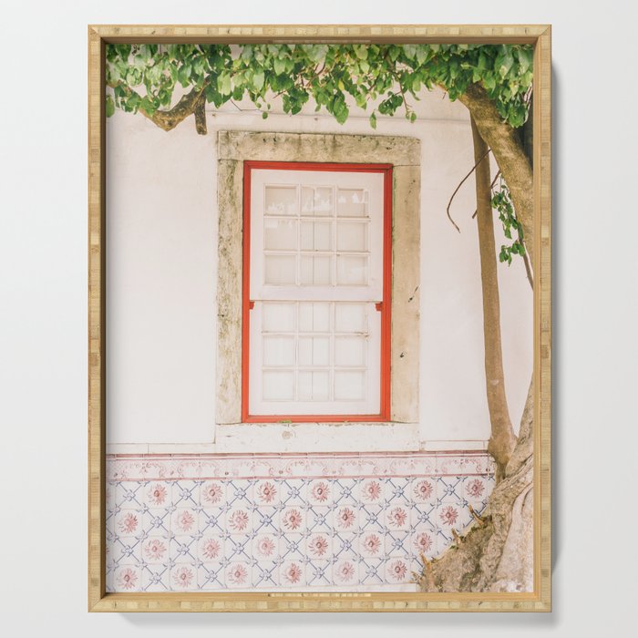 Tree in Alfama District - Lisbon Photo Print - Portugal Travel Photography Serving Tray