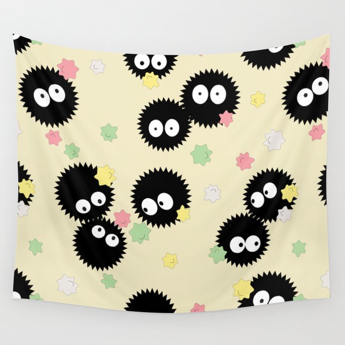 Soot Sprites with Konpeito Sugar Candy Wall Tapestry