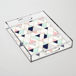 Mod Triangles - Navy Blush Mint Acrylic Tray