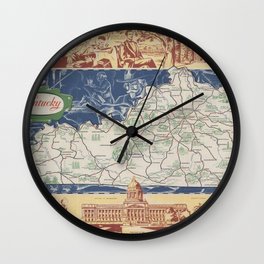 Kentucky-Vintage Pictorial Map Wall Clock