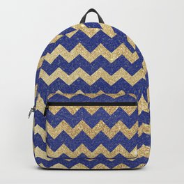 Geometrical navy blue gold glitter chevron pattern Backpack