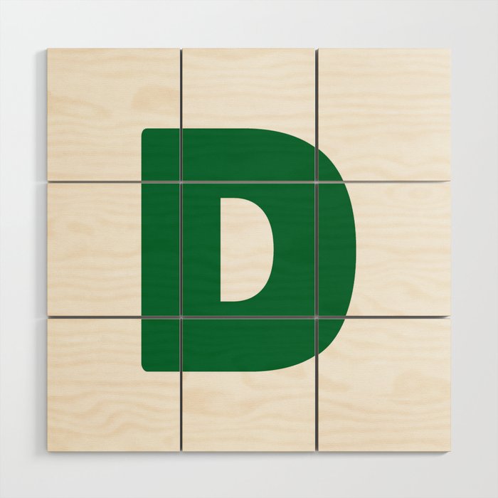 D (Olive & White Letter) Wood Wall Art