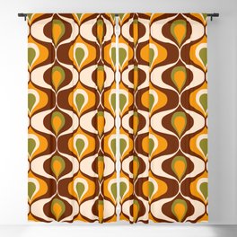 Retro 70s ovals op-art pattern brown, orange Blackout Curtain