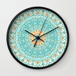 Orange and Turquoise Clarity Mandala Wall Clock | Mandalas, Mandalaart, Peach, Turquoisemandala, Kaleidoscope, Kellydietrich, Blue, Turquoise, Graphicdesign, White 