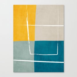Teal Yellow Beige Abstract Artwork Canvas Print