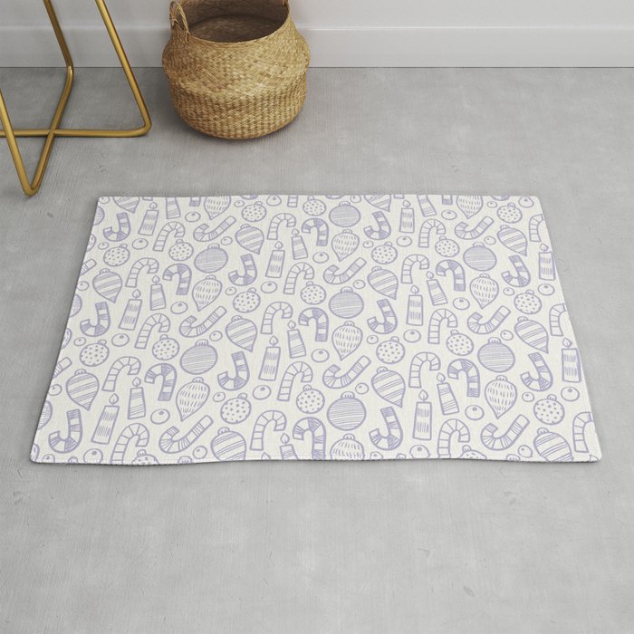 Christmas Pattern Handdrawn Purple Bauble Candy Rug