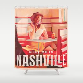 Meet Me In Nashville Vintage Travel Art Shower Curtain