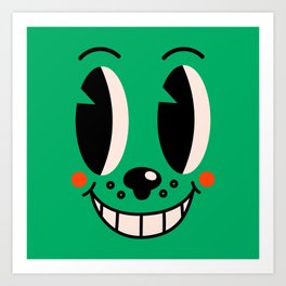 Abstract comic green cute face Art Print | Greenface, Graphic, Handdrawn, Texture, Cuteface, Retro, Emotion, Drawing, Comic, Illustration 
