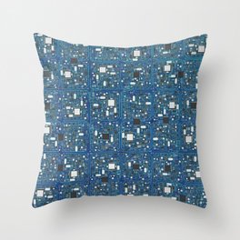 Blue tech Throw Pillow